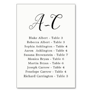 Elegant Calligraphy Bröllop Guest by Efternamn Bordsnummer