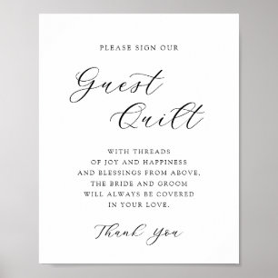 Elegant Calligraphy Bröllop Guest Quilt Sign Poster