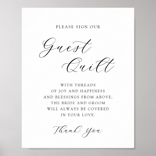 Elegant Calligraphy Bröllop Guest Quilt Sign Poster (Framsidan)