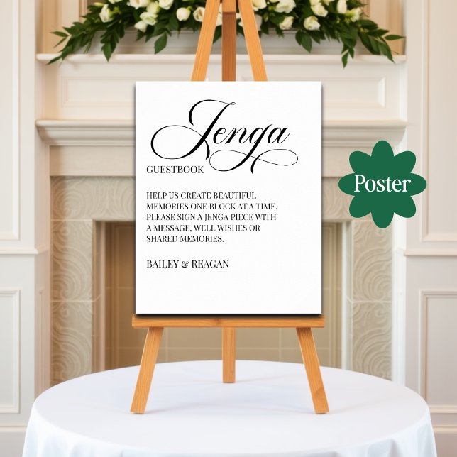 Elegant Calligraphy Bröllop Jenga Guestbook-tecken Poster (Skapare uppladdad)