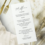 Elegant Calligraphy Bröllop Menu Cards Meny<br><div class="desc">Fånga den tidlösa elegansen i din speciella dag med vår enkla,  chic kalligrafi svart och vit bröllop-svit.</div>