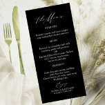 Elegant Calligraphy Bröllop Menu Cards Meny<br><div class="desc">Fånga den tidlösa elegansen i din speciella dag med vår enkla,  chic kalligrafi svart och vit bröllop-svit.</div>