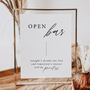 Elegant Calligraphy Bröllop Open Pub Drinks Sign Poster