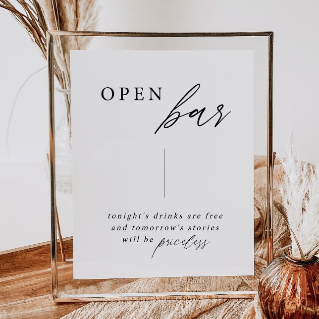 Elegant Calligraphy Bröllop Open Pub Drinks Sign Poster (Skapare uppladdad)