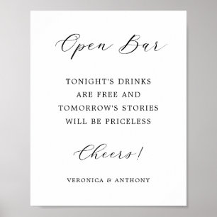 Elegant Calligraphy Bröllop Open Pub Sign Poster