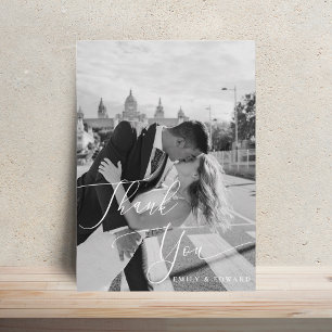 Elegant Calligraphy Bröllop Photo Tack Kort