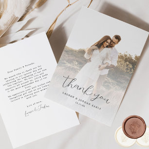 Elegant Calligraphy Bröllop Photo Tack Kort