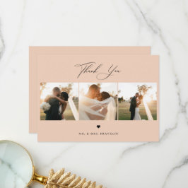 Elegant Calligraphy Bröllop Photo Tackto You Card Tack Kort