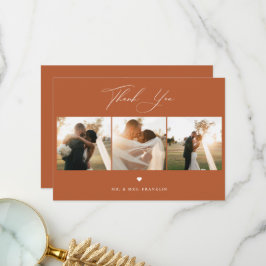 Elegant Calligraphy Bröllop Photo Tackto You Card Tack Kort