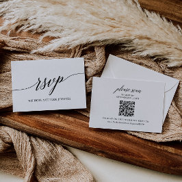 Elegant Calligraphy Bröllop QR Code OSA kort