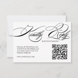 Elegant Calligraphy Bröllop QR Code OSA kort