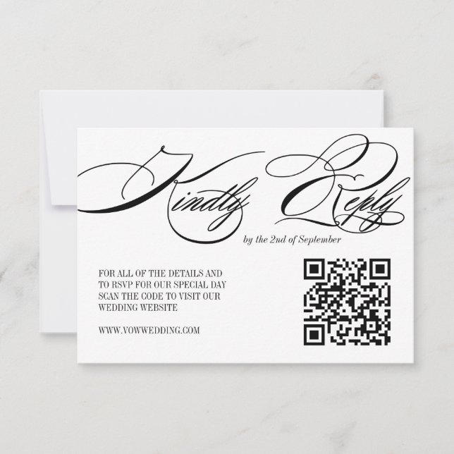 Elegant Calligraphy Bröllop QR Code OSA kort (Framsida)