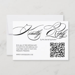 Elegant Calligraphy Bröllop QR Code OSA kort