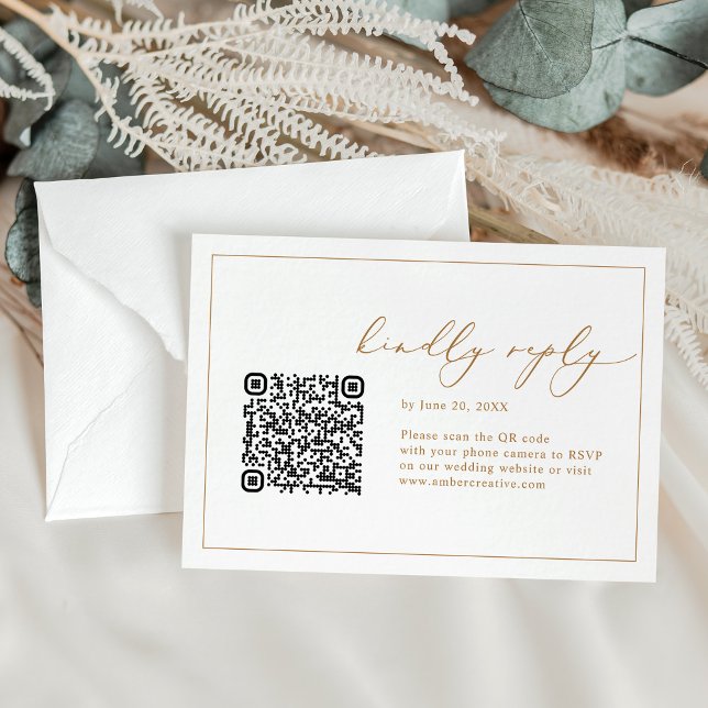 Elegant Calligraphy Bröllop QR-OSA kort (Skapare uppladdad)