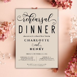 Elegant Calligraphy Bröllop Rehearsal Dinner Inbjudningar