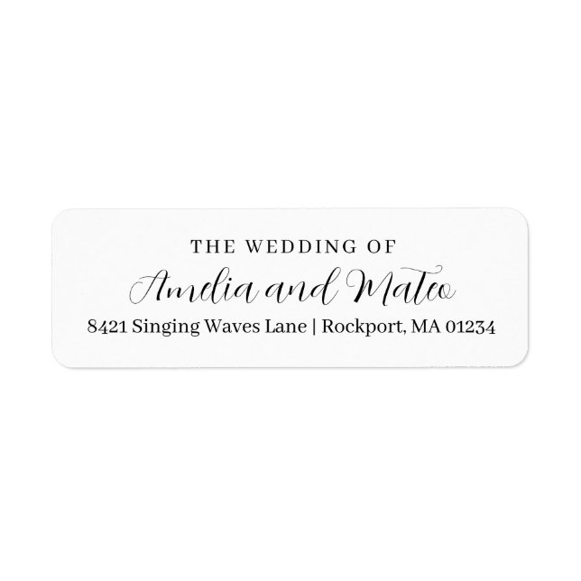 Elegant Calligraphy Bröllop Returadress Etikett (Framsidan)