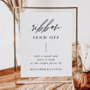 Elegant Calligraphy Bröllop Ribbon Send Off Sign Poster