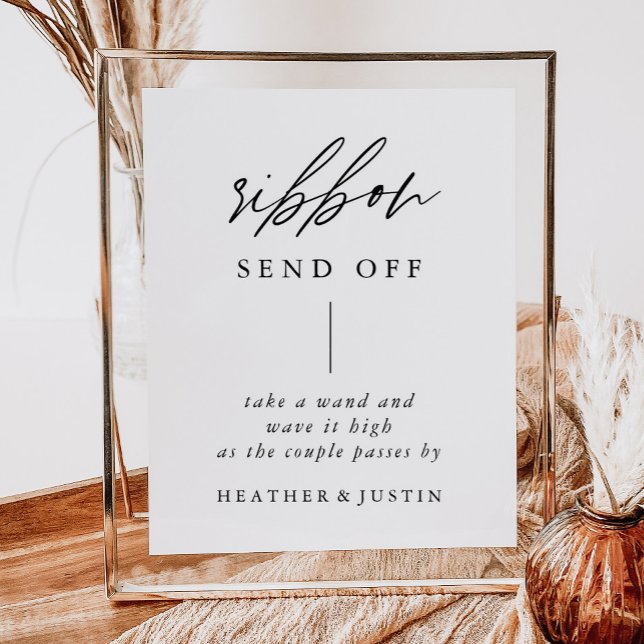 Elegant Calligraphy Bröllop Ribbon Send Off Sign Poster (Skapare uppladdad)