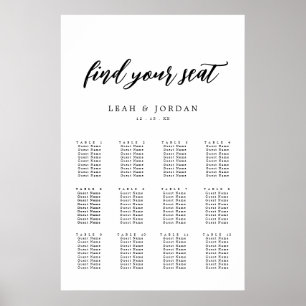Elegant Calligraphy Bröllop Seatdiagram Poster