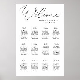 Elegant Calligraphy Bröllop Seatdiagram Poster