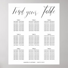Elegant Calligraphy Bröllop Seating Bord Chart Poster