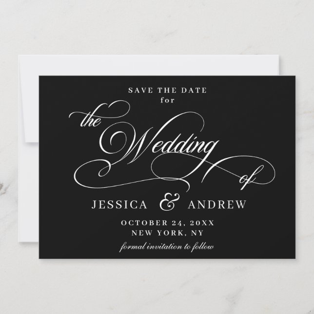 Elegant Calligraphy Bröllop Simple Save the Date Spara Datumet (Framsida)
