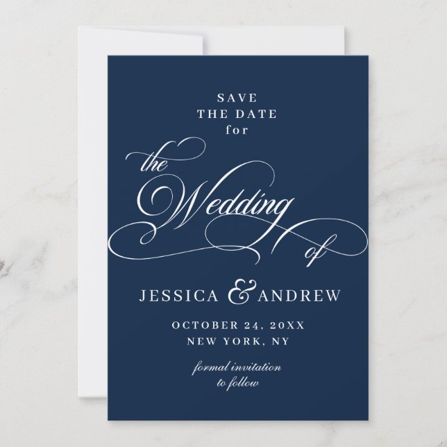 Elegant Calligraphy Bröllop Simple Save the Date Spara Datumet (Framsida)