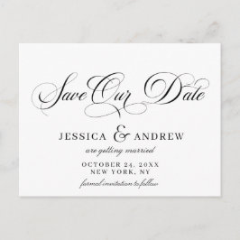 Elegant Calligraphy Bröllop Simple Save the Date Vykort