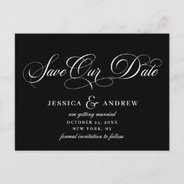 Elegant Calligraphy Bröllop Simple Save the Date Vykort