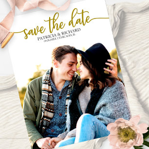 Elegant Calligraphy Bröllop spara datum Photo Vykort