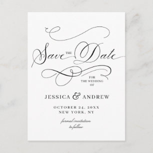 Elegant Calligraphy Bröllop spara datum vykort