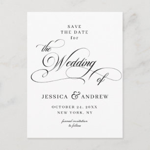 Elegant Calligraphy Bröllop spara datum vykort