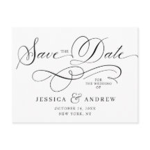 Elegant Calligraphy Bröllop spara datum vykort