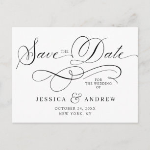 Elegant Calligraphy Bröllop spara datum vykort