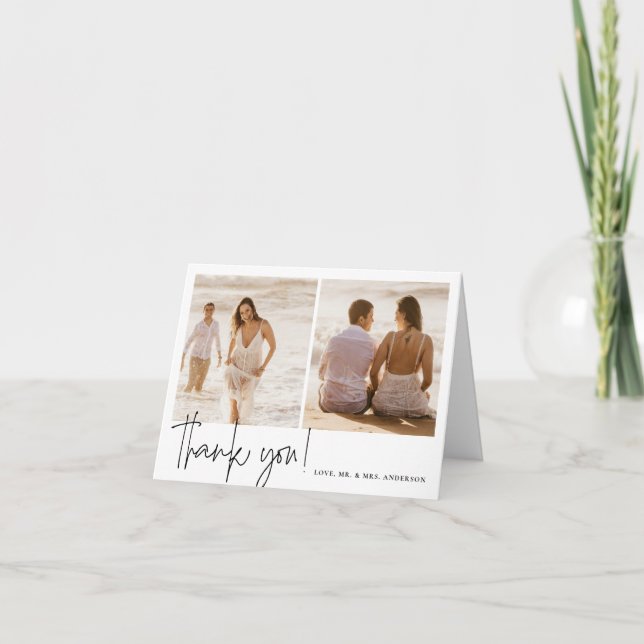 Elegant Calligraphy Bröllop Tack Kort (Framsida)