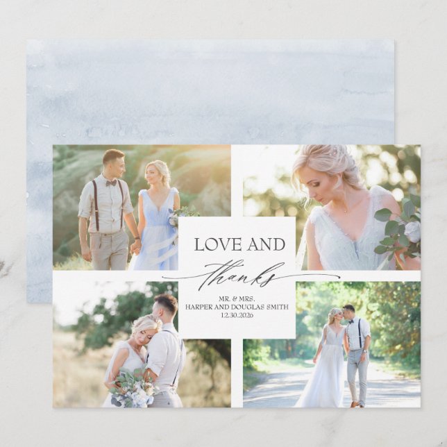 Elegant Calligraphy Bröllop Tack Photo (Fram/baksida)