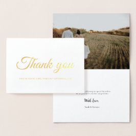 Elegant calligraphy bröllop tackar dig för att du folierat kort