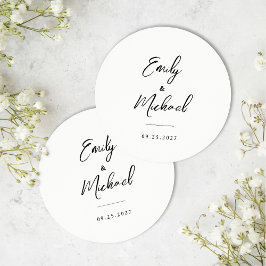 Elegant Calligraphy Bröllop Underlägg Papper Rund