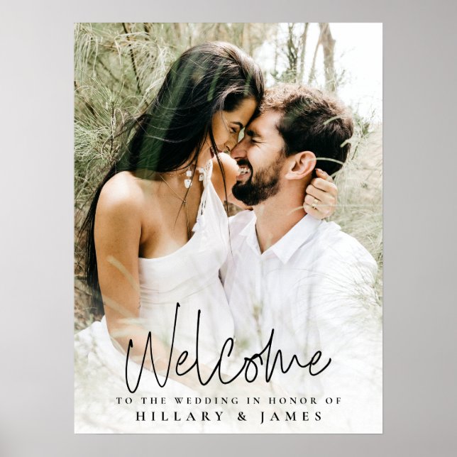 Elegant Calligraphy Bröllop Välkomstskylt Poster (Framsidan)