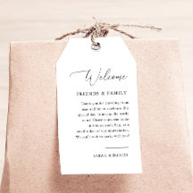 Elegant Calligraphy Bröllop Welcome Bag Märkres