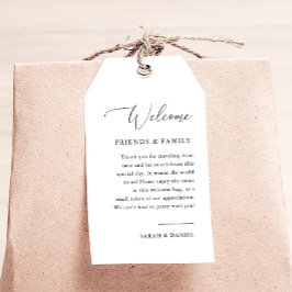 Elegant Calligraphy Bröllop Welcome Bag Märkres Presentetikett