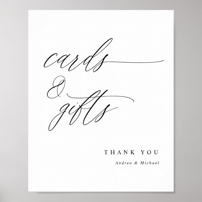 Elegant Calligraphy Bröllopskort & Gifts Sign Poster (Framsidan)