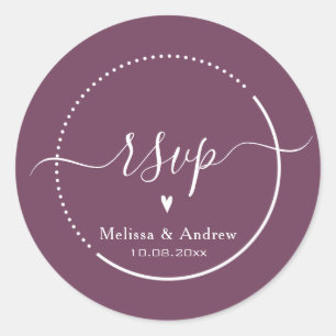 Elegant Calligraphy - Burgundy Bröllop OSA Runt Klistermärke