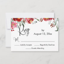 Elegant Calligraphy Burgundy Red Fall Flowers