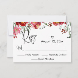 Elegant Calligraphy Burgundy Red Fall Flowers OSA Kort