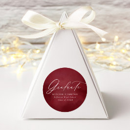 Elegant Calligraphy Burgundy Watercolor Studenten Runt Klistermärke