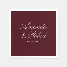 Elegant Calligraphy Burgundy Wedding Pappersservett