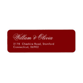 Elegant Calligraphy Burgundy Wedding Returadress Etikett