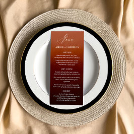 Elegant Calligraphy Burnt Orange Ombre Bröllop Meny