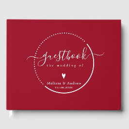 Elegant Calligraphy - Carmine Red Bröllop Gästböcker